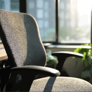 Ergonomic office chair near window