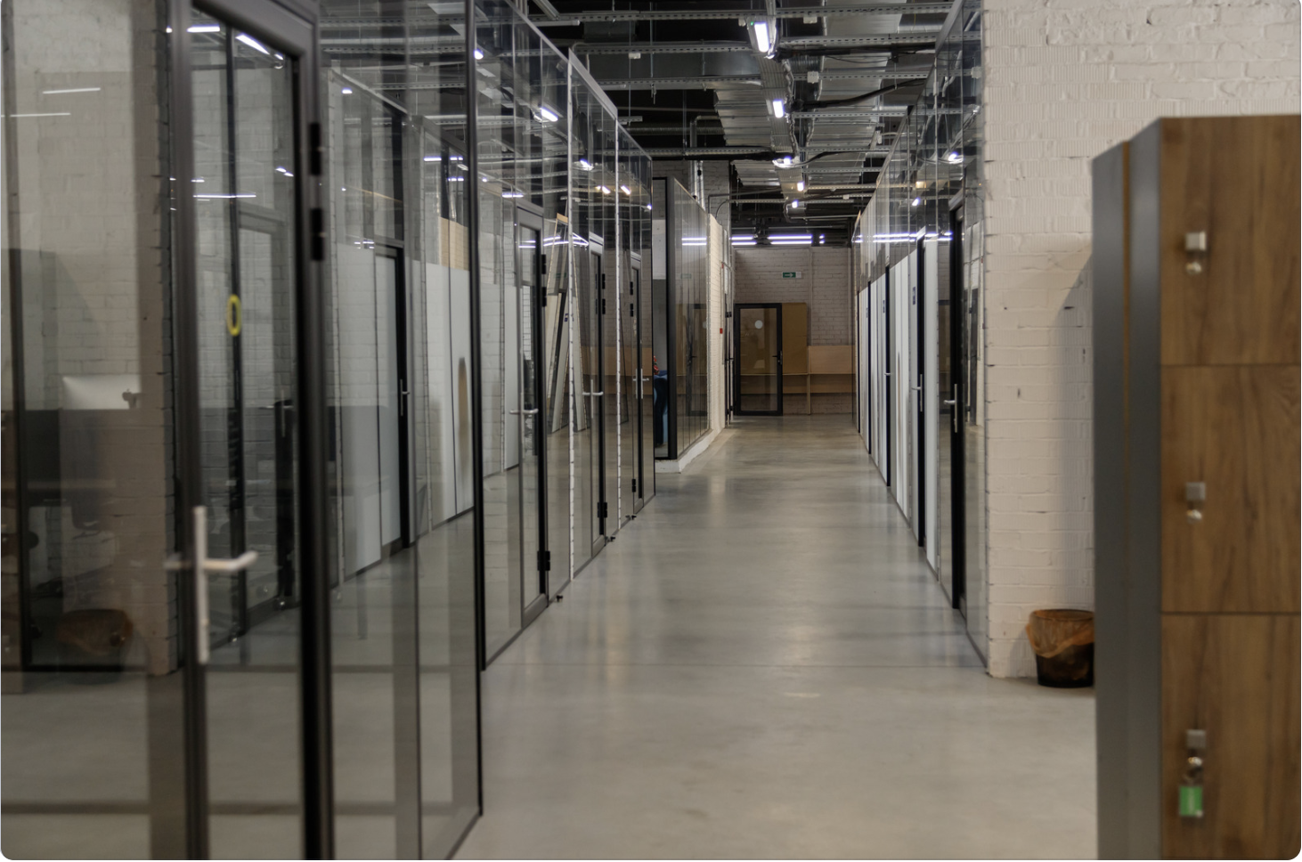 office with glass partition