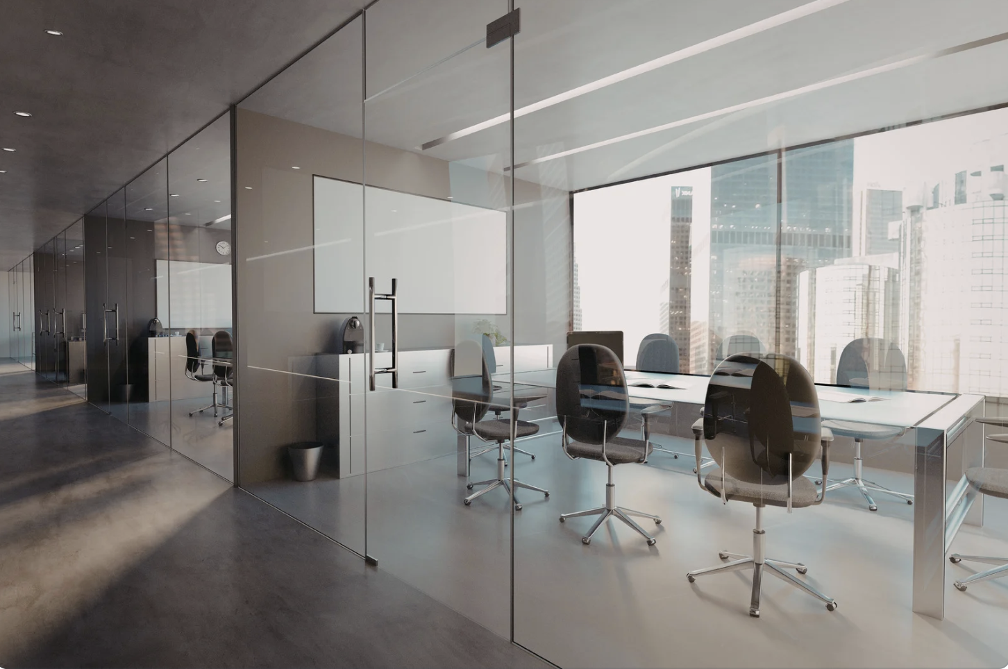 office with glass wall